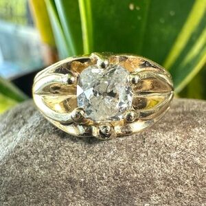GIA 14k 1.30Ct Old Mine Brilliant Cut Diamond Ring